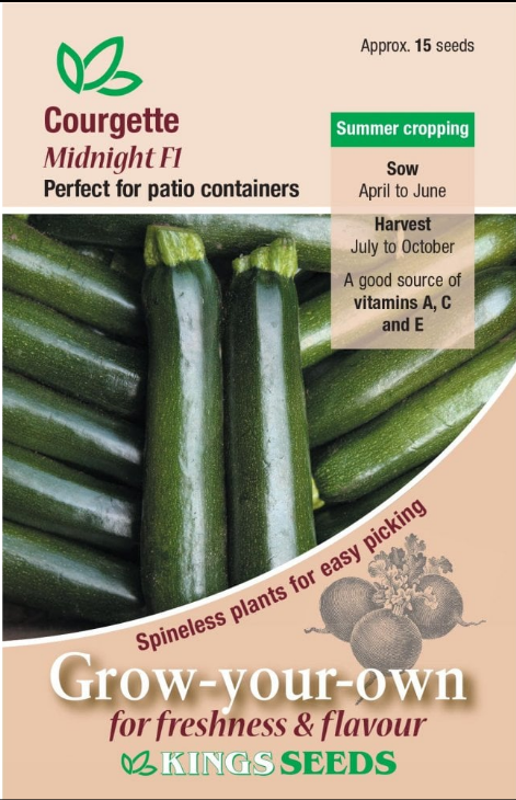 Kings Seeds Courgette Midnight F1 Hybrid 5 Seeds