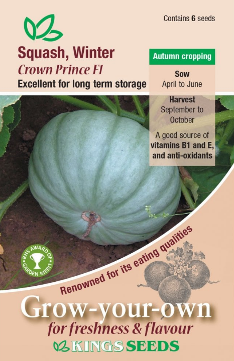 Kings Seeds Squash Winter Crown Prince F1 - 6 Seeds