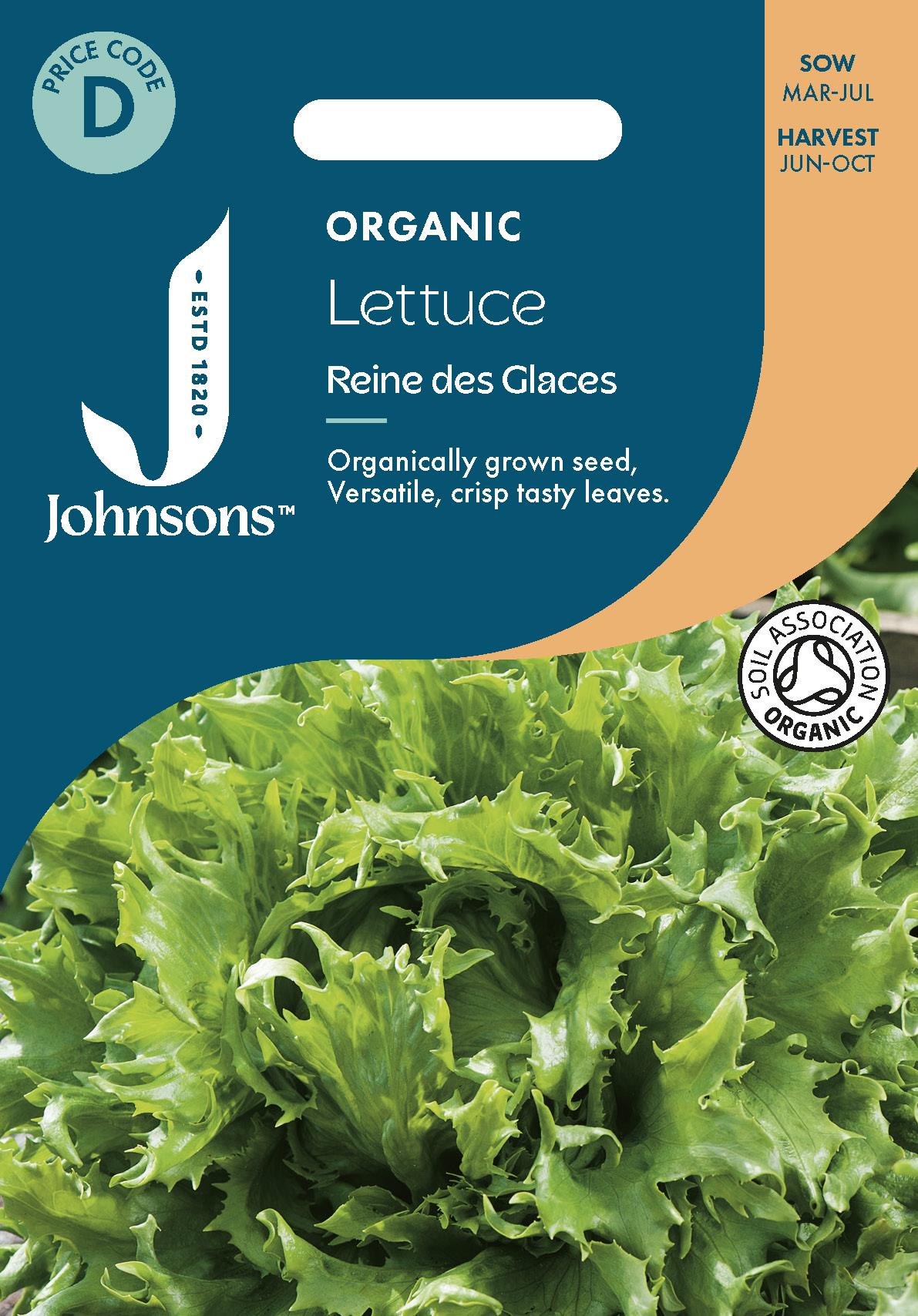 Johnsons - Organic Vegetable - Lettuce Reine Des Glaces - 250 Seeds