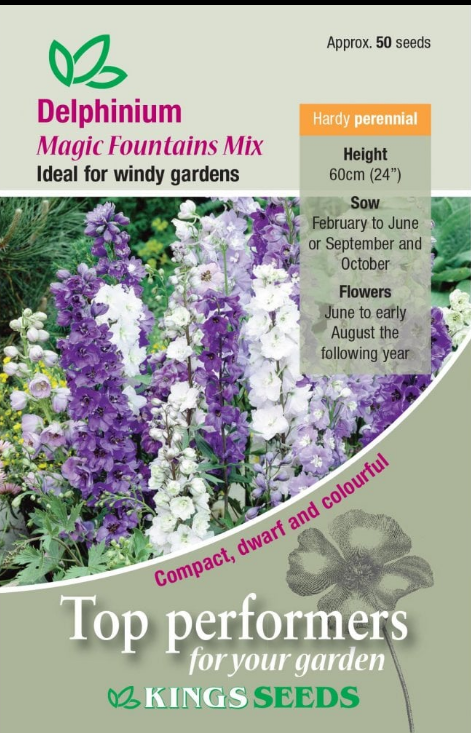 Kings Seeds Delphinium Magic Fountain Mix 50 Seed