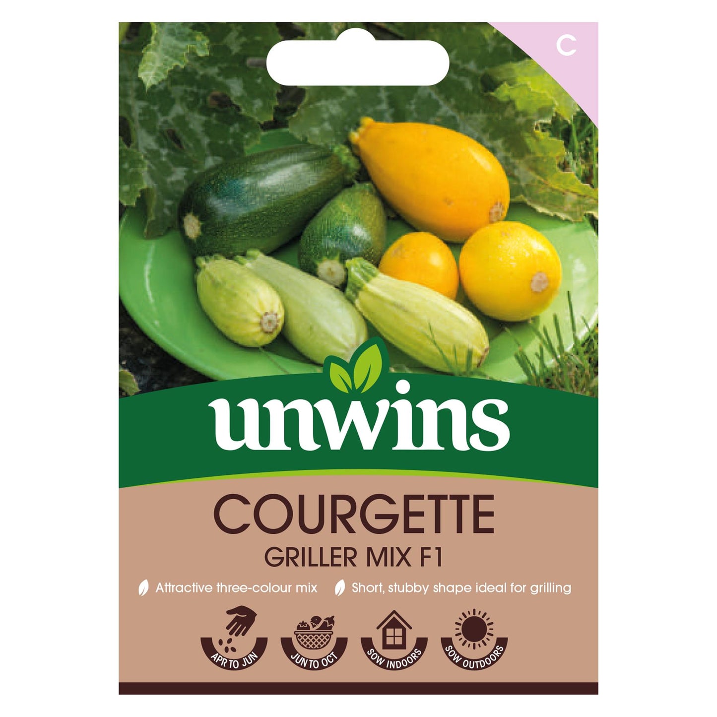 Unwins Vegetable Courgette Griller Mix F1 Hybrid - 8 Seeds