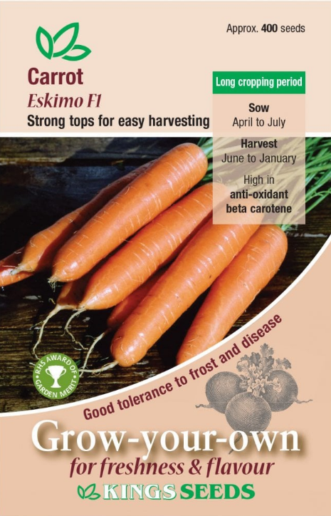 Kings Seeds Carrot Eskimo F1 Hybrid 400 Seeds