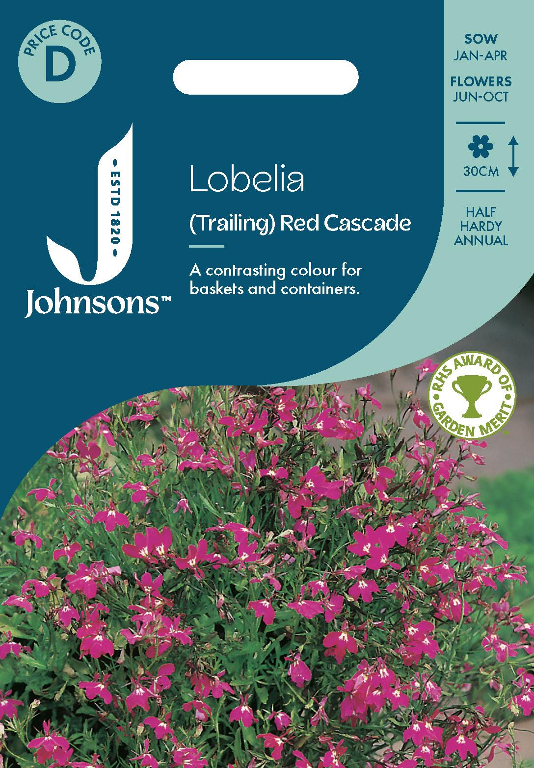 Johnsons - Lobelia (trailing) Red Cascade - 1500 Seeds