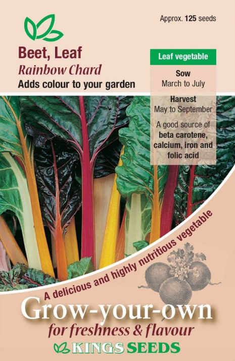 Kings Seeds Beet Leaf Rainbow Chard 125 Seeds