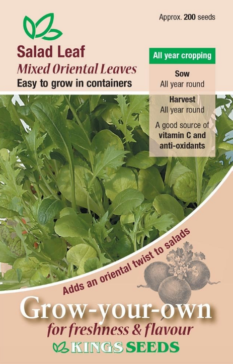 Kings Seeds Salad Leaf Mixed Oriental Leaves 200 Seeds