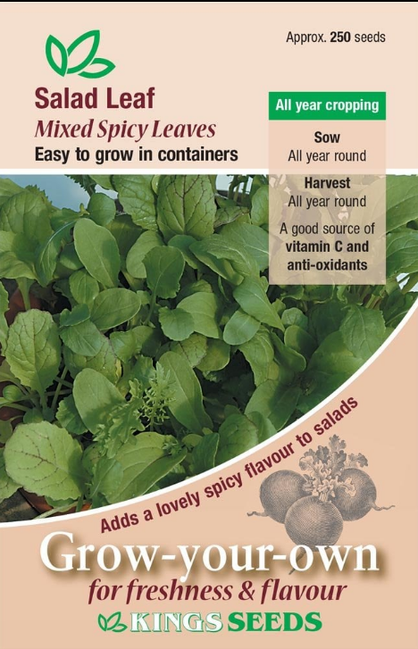 Kings Seeds Salad Leaf Mixed Spicy Leaf 250 Seeds