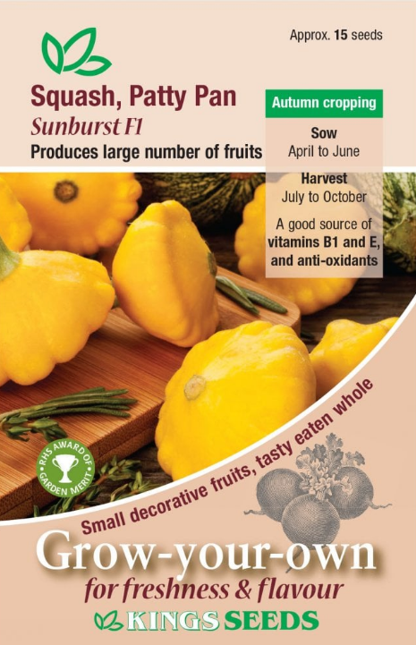 Kings Seeds Squash Patty Pan Sunburst F1 - 15 Seeds
