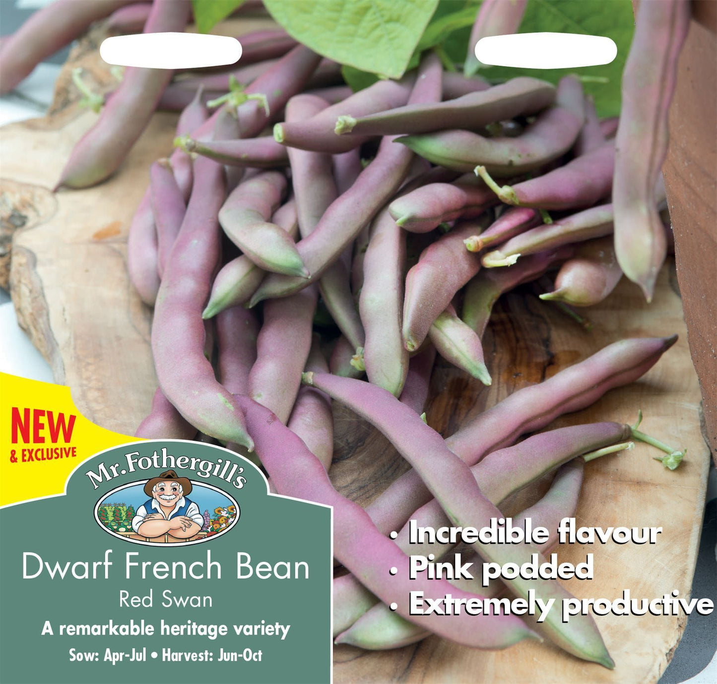 Mr Fothergills Dwarf French Bean Red Swan 100 Seeds