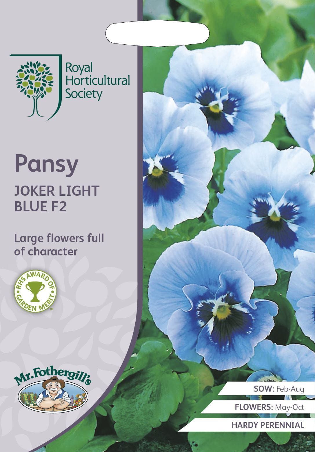 Mr Fothergills RHS Pansy Joker Light Blue F2 150 Seeds