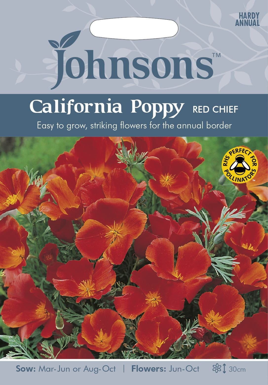 Johnsons California Poppy Red Chief 300 Seeds