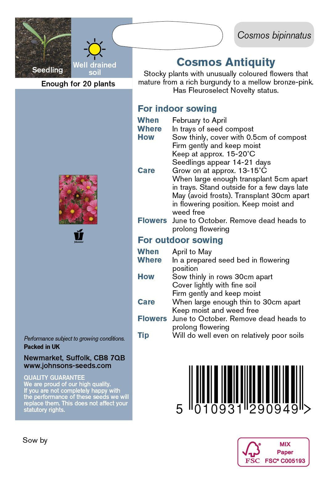 Johnsons Seeds Cosmos Antiquity 20 Seeds