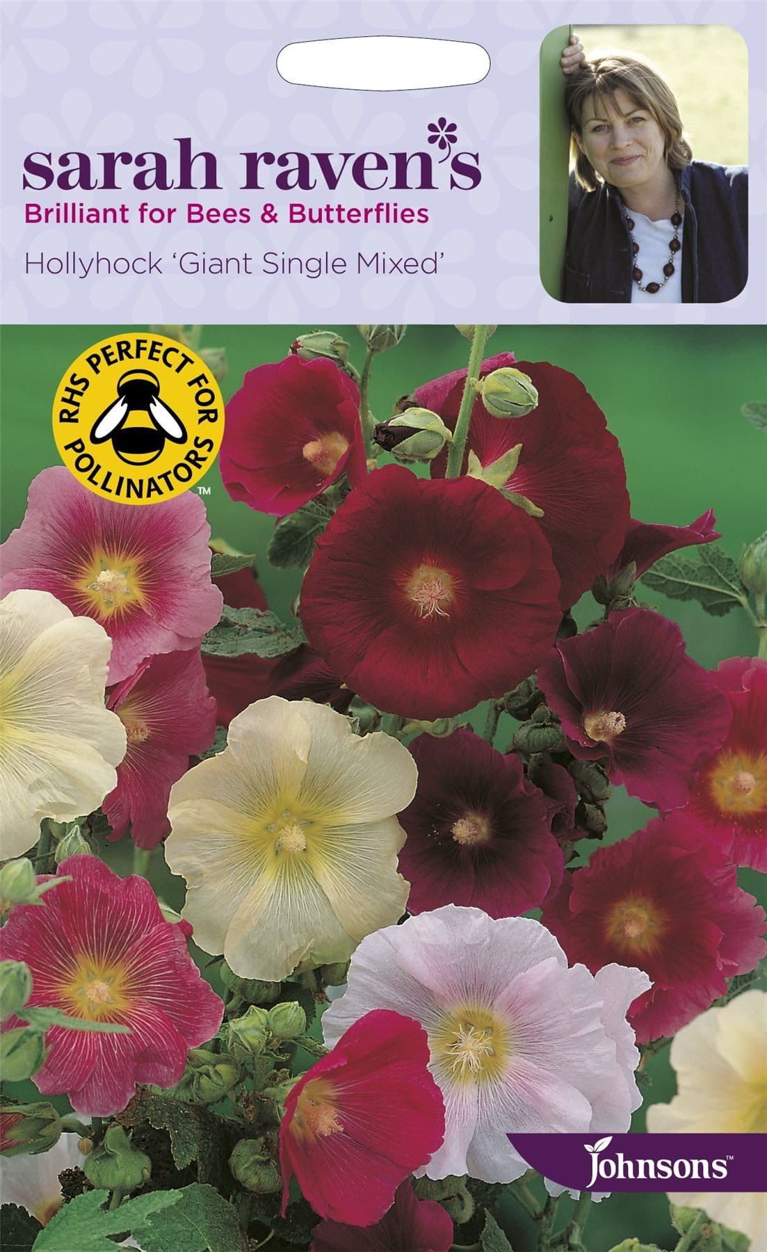 Johnsons Sarah Raven's Hollyhock Giant Single Mixed 50 Seeds