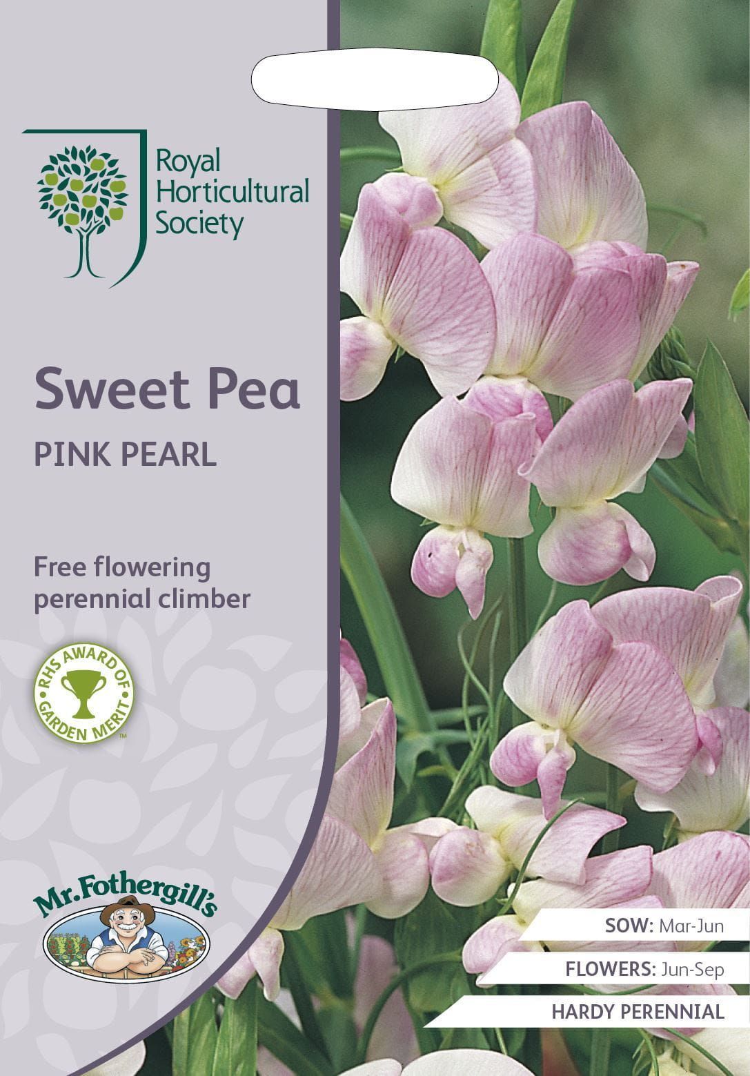 Mr Fothergills RHS Sweet Pea Pink Pearl 25 Seeds