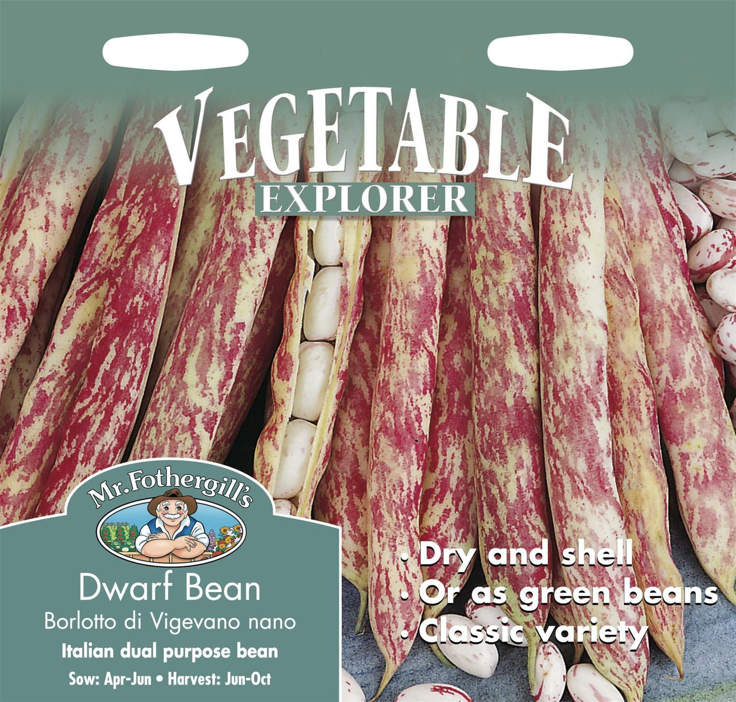 Mr Fothergills Dwarf Bean Borlotto di Vigevano nan 50 Seeds