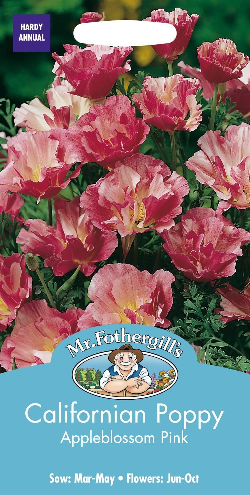 Mr Fothergills Californian Poppy Appleblossom Pink 200 Seeds