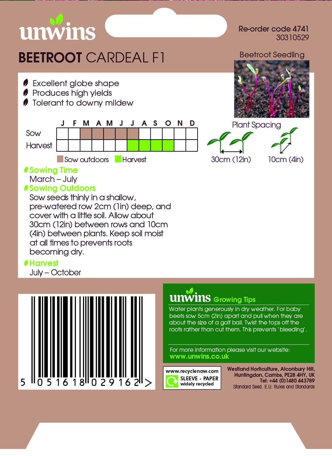 Unwins Beetroot Cardeal F1 200 Seeds
