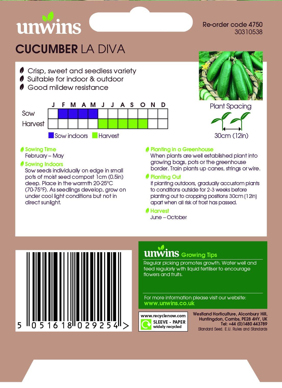 Unwins Cucumber La Diva 10 Seeds