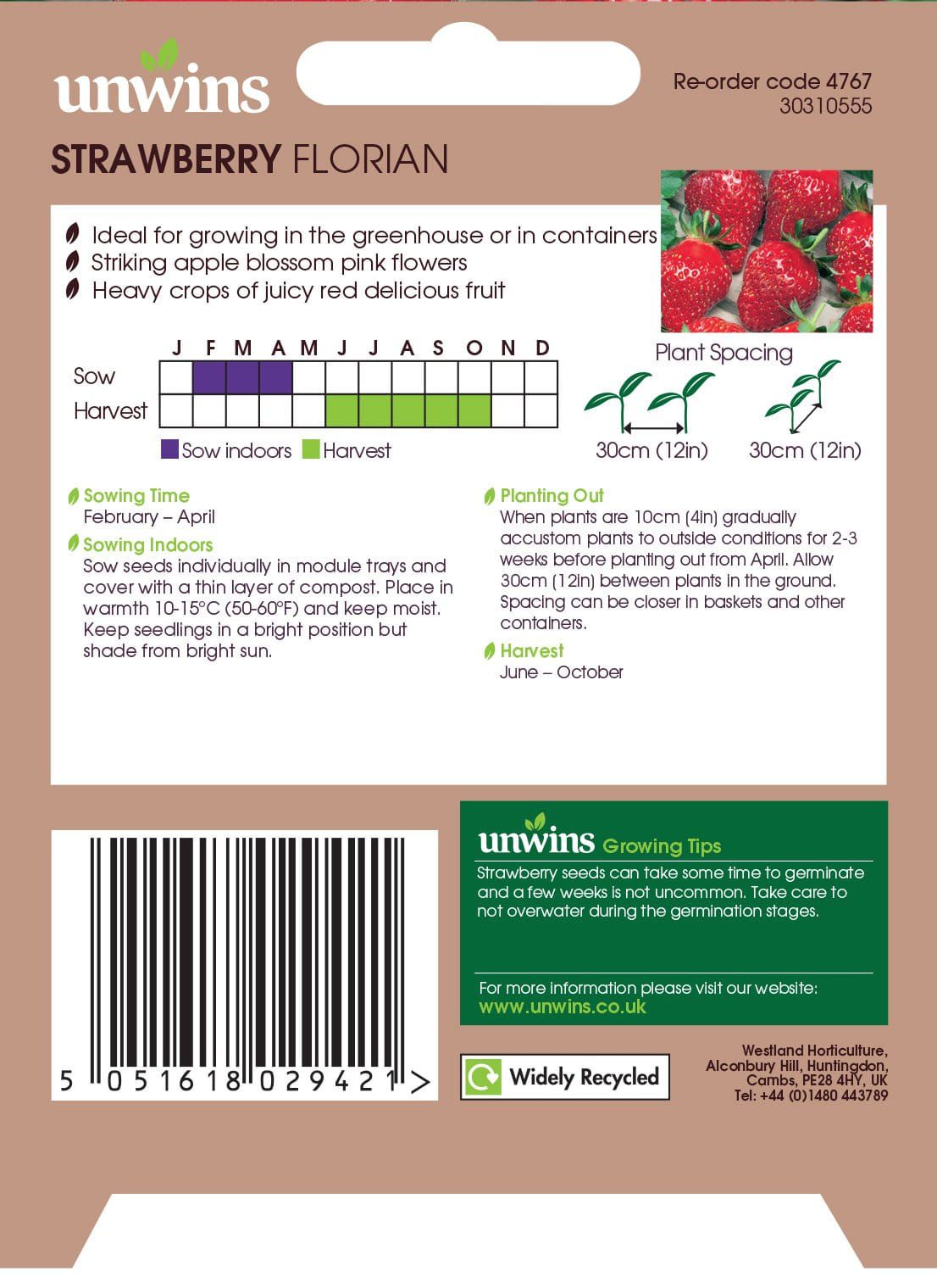 Unwins Strawberry Florian 10 Seeds