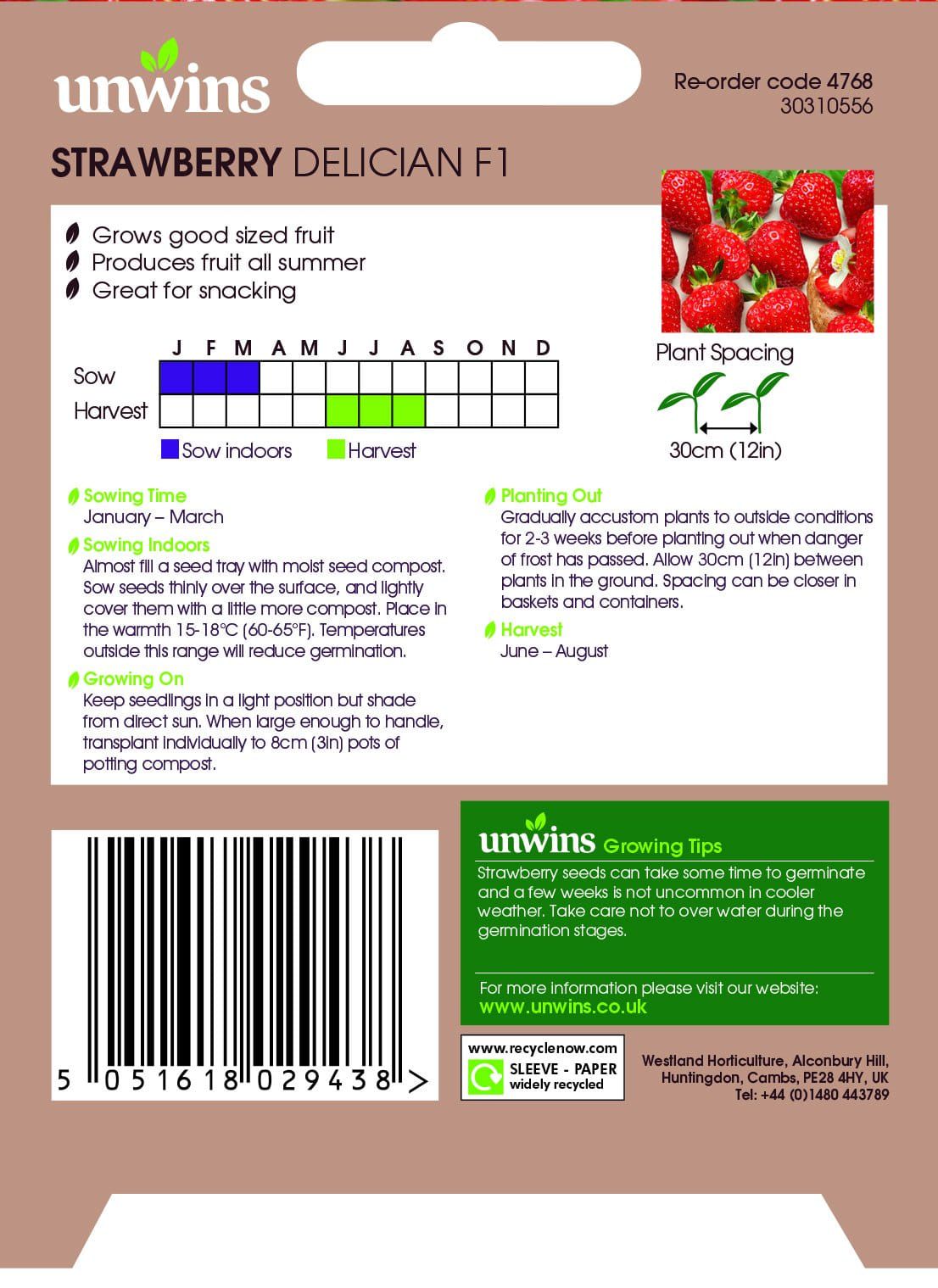 Unwins Strawberry Delician 10 Seeds