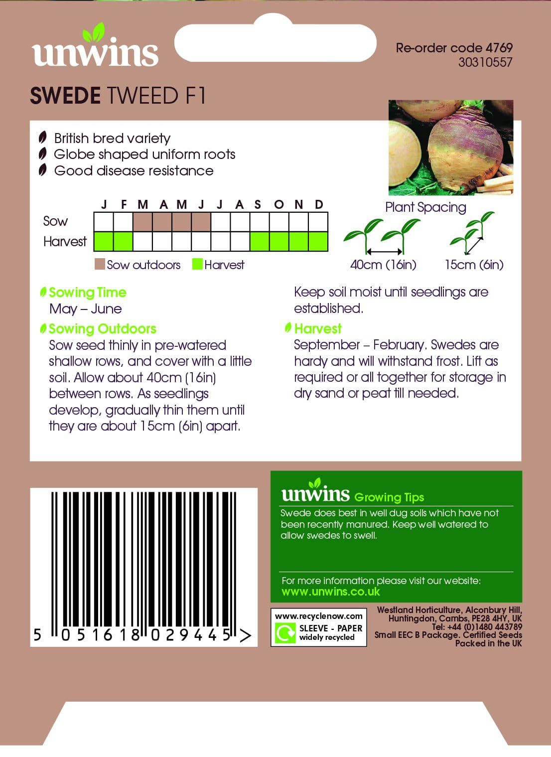 Unwins Swede Tweed F1 150 Seeds