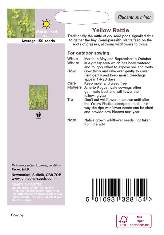 Johnson Seeds - Wild Flower - Yellow Rattle - 150 Seeds