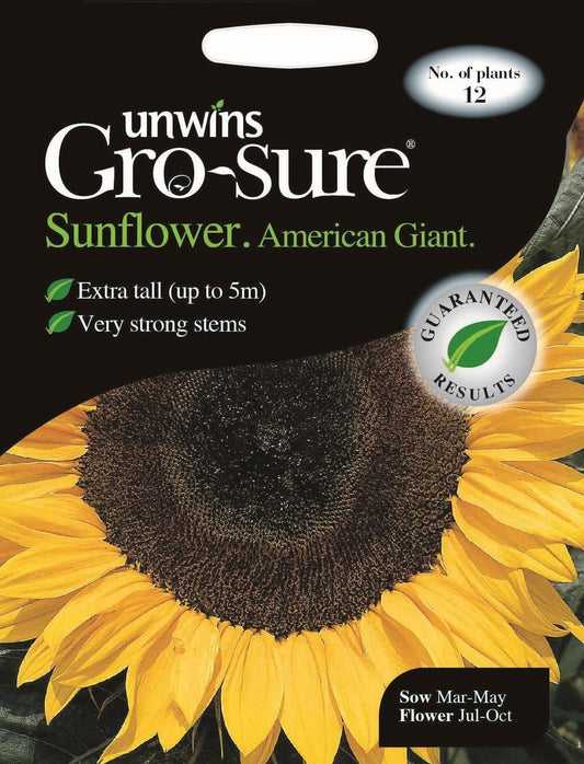 Unwins Sunflower American Giant F1 12 Seeds