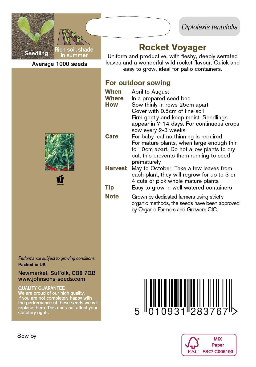 Johnsons Organic Rocket Voyager 1000 Seeds
