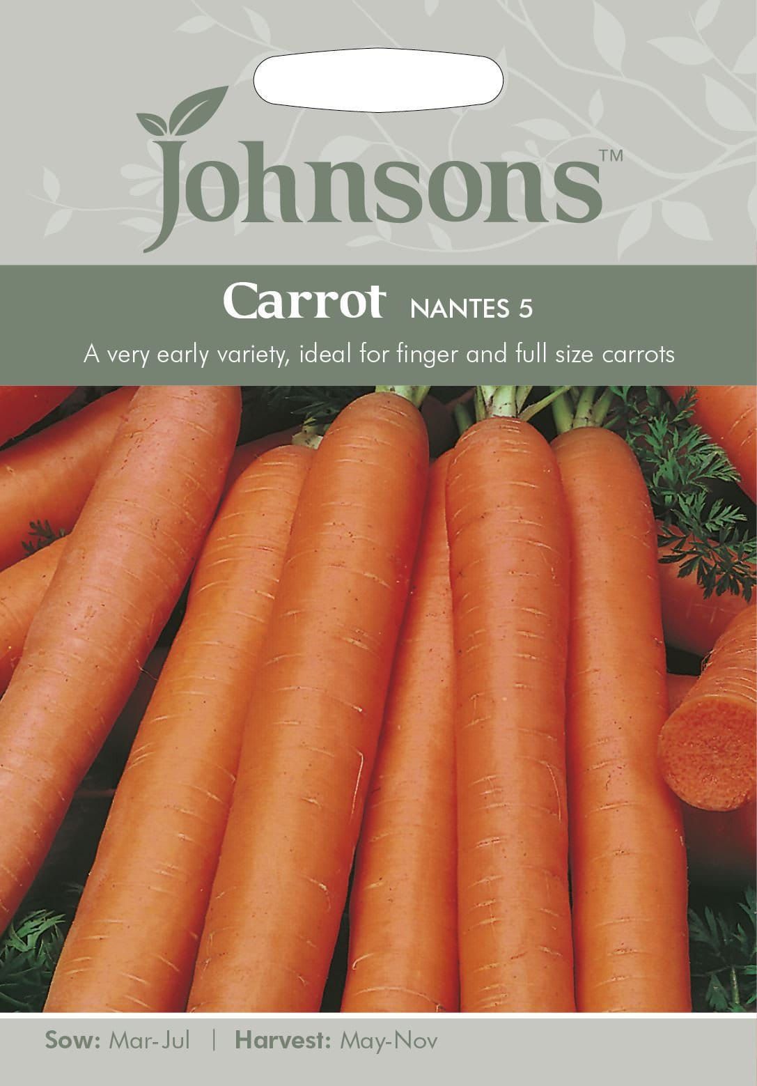 Johnsons Carrot Nantes 5 - 2000 Seeds