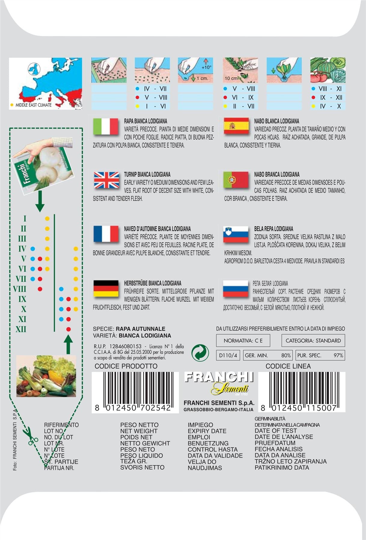 Franchi - 110/004 - Turnip - Bianca Lodigiana - Seeds