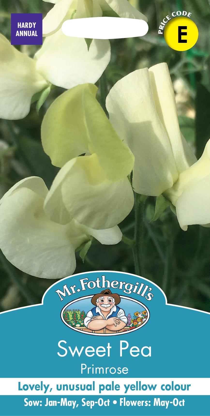Mr Fothergills - Flower - Sweet Pea - Primrose - 20 Seeds