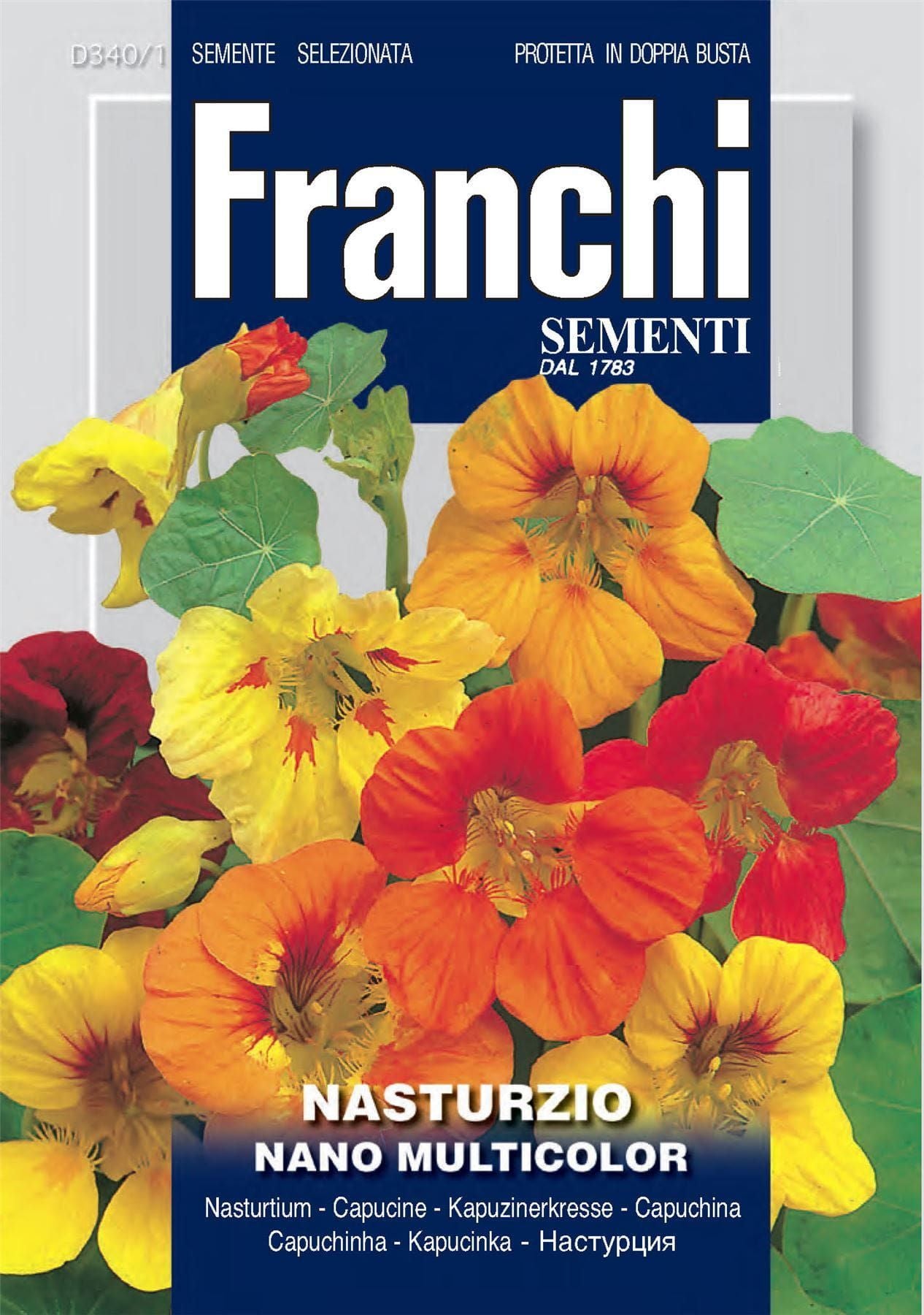 Franchi Seeds of Italy - Flower - FDBF_ 340-1 - Nasturtium Nano - Dwarf Multicolour - Seeds