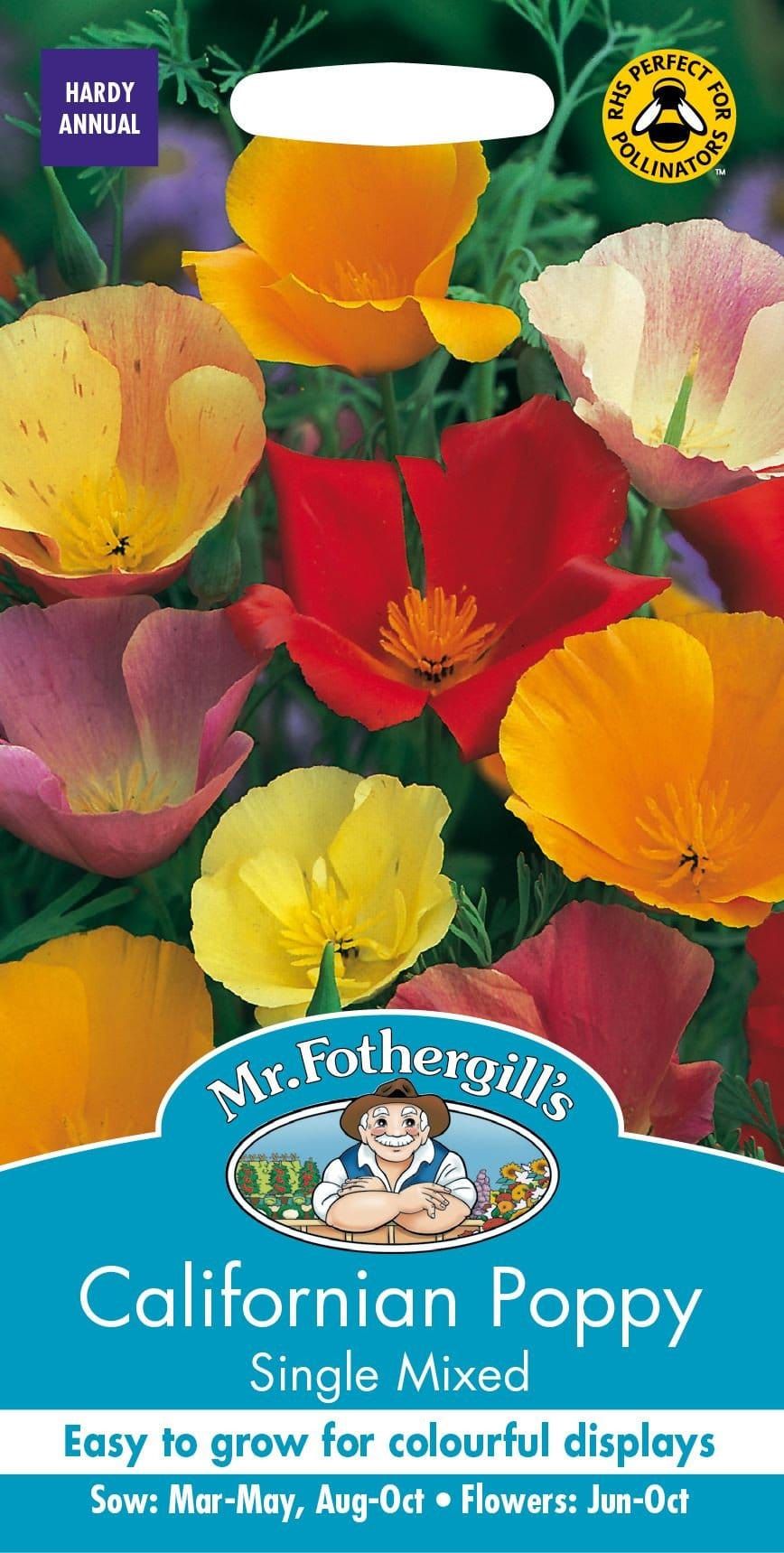 Mr Fothergills Californian Poppy Single Mixed 500 Seeds