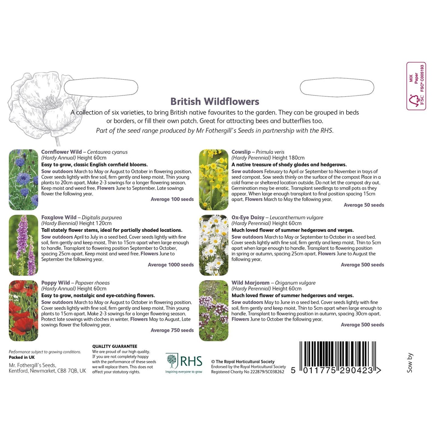 Mr Fothergills RHS British Wildflowers Collection - Seeds
