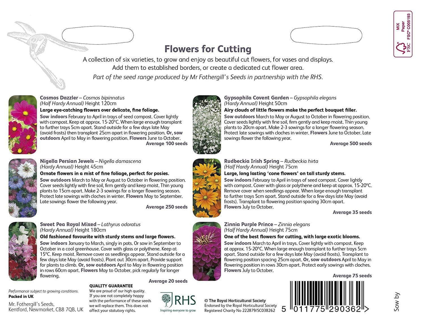 Mr Fothergills RHS Flowers For Cutting Collection - Seeds