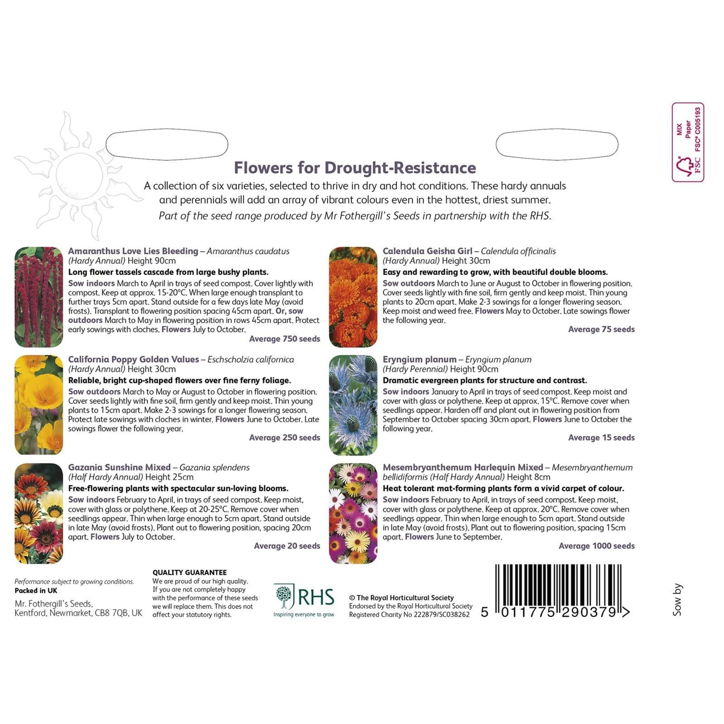 Mr Fothergills RHS Flowers For Drought-Resistance Collection - Seeds