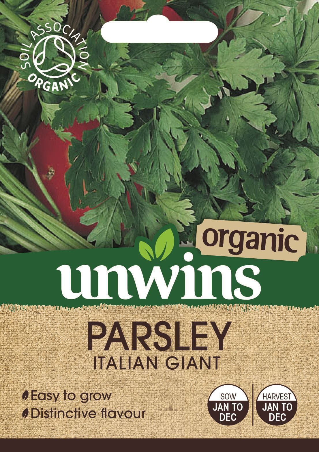 Unwins Herb Parsley Italian Giant (Organic) 450 Seeds