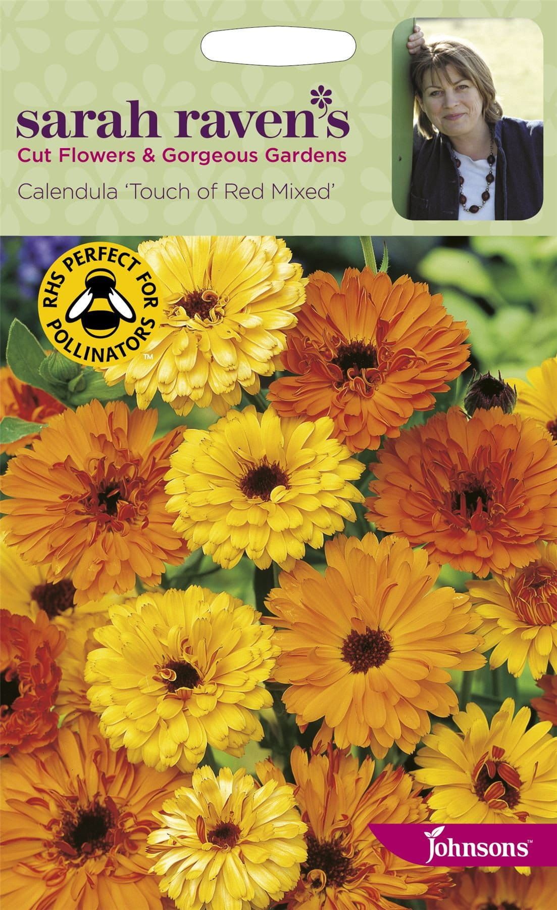 Johnsons Sarah Raven's Calendula Touch of Red Mixed 150 Seeds