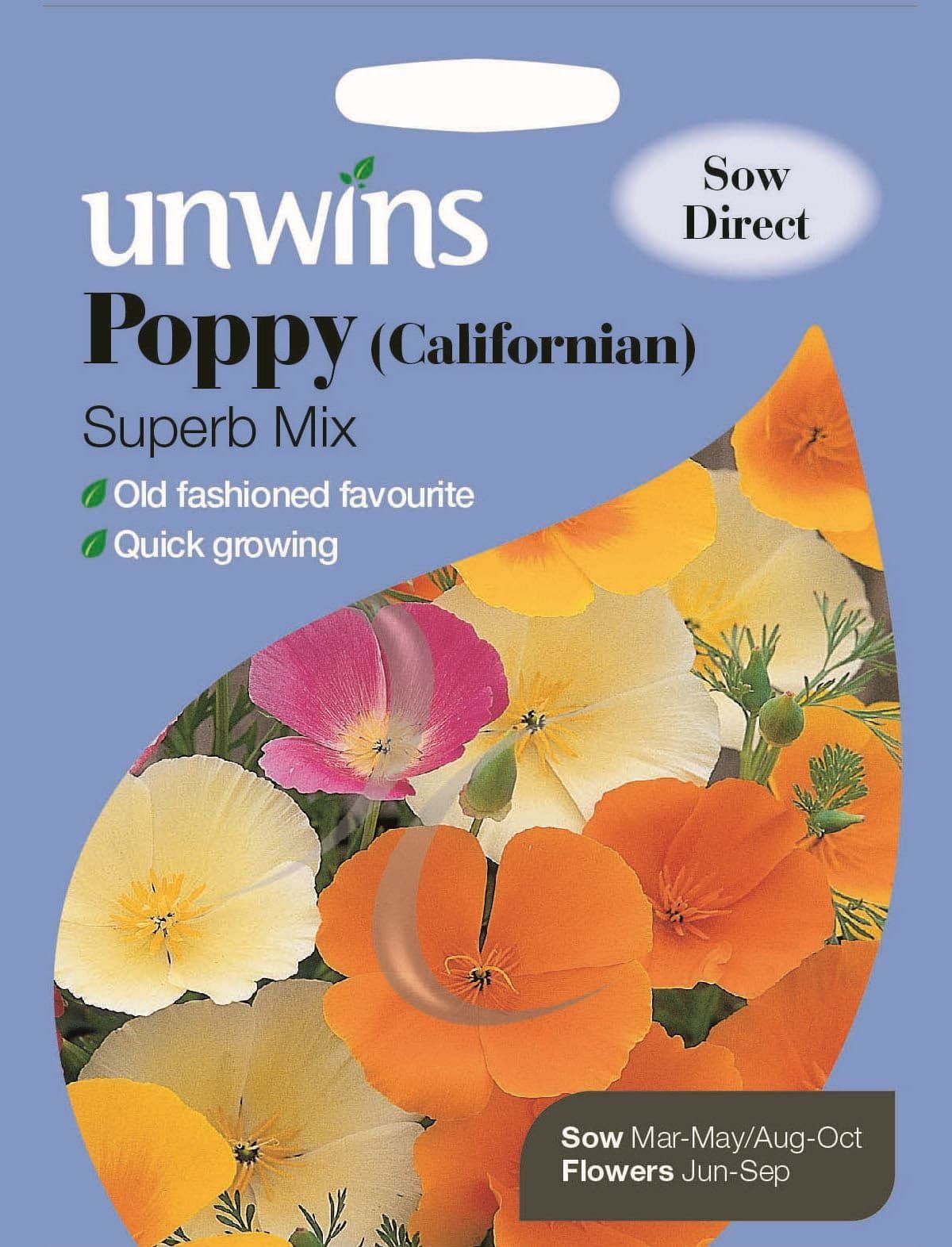 Unwins Poppy Californian Superb Mix 600 Seeds