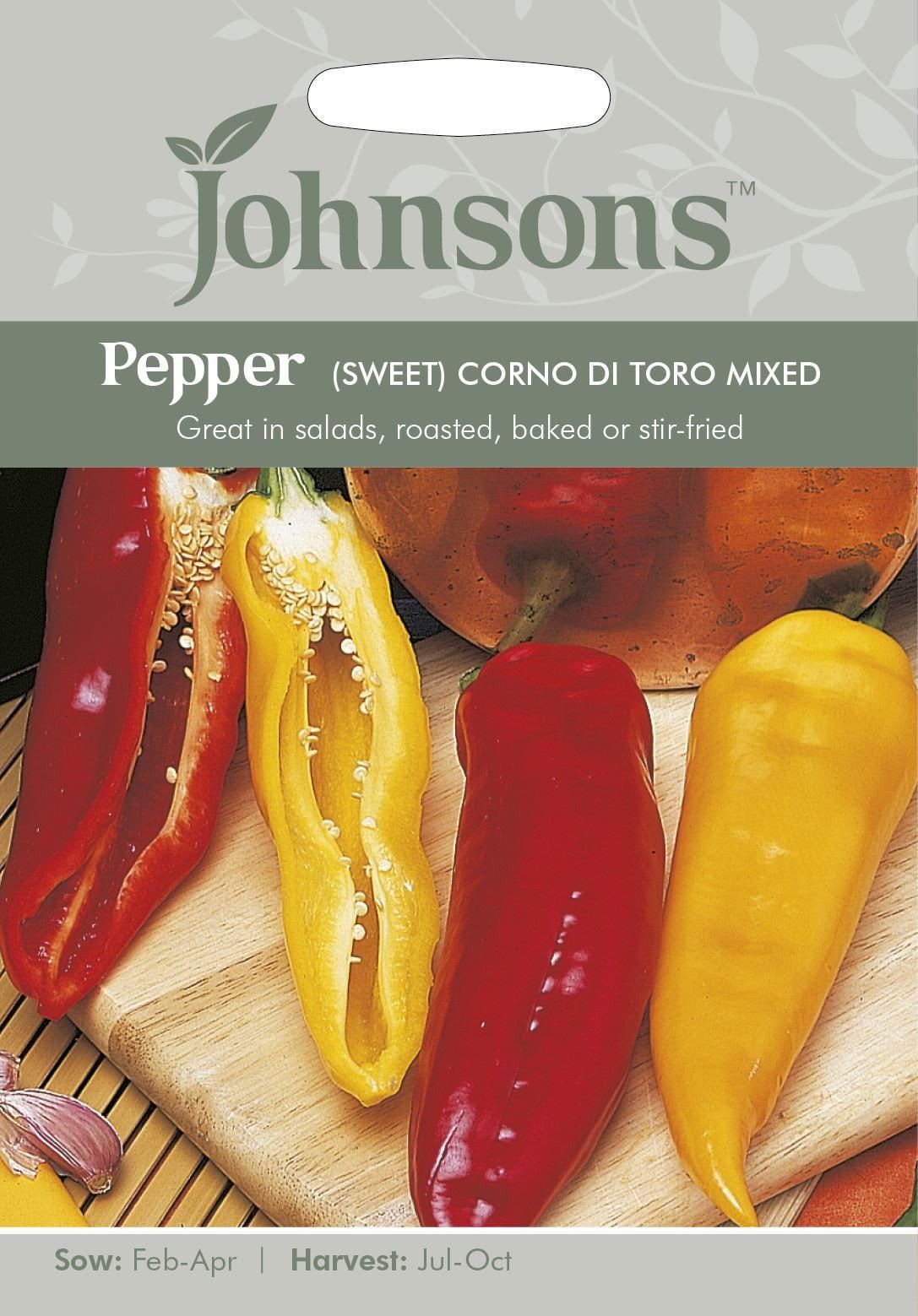 Johnsons Pepper (Sweet) Corno di toro Mixed 50 Seeds
