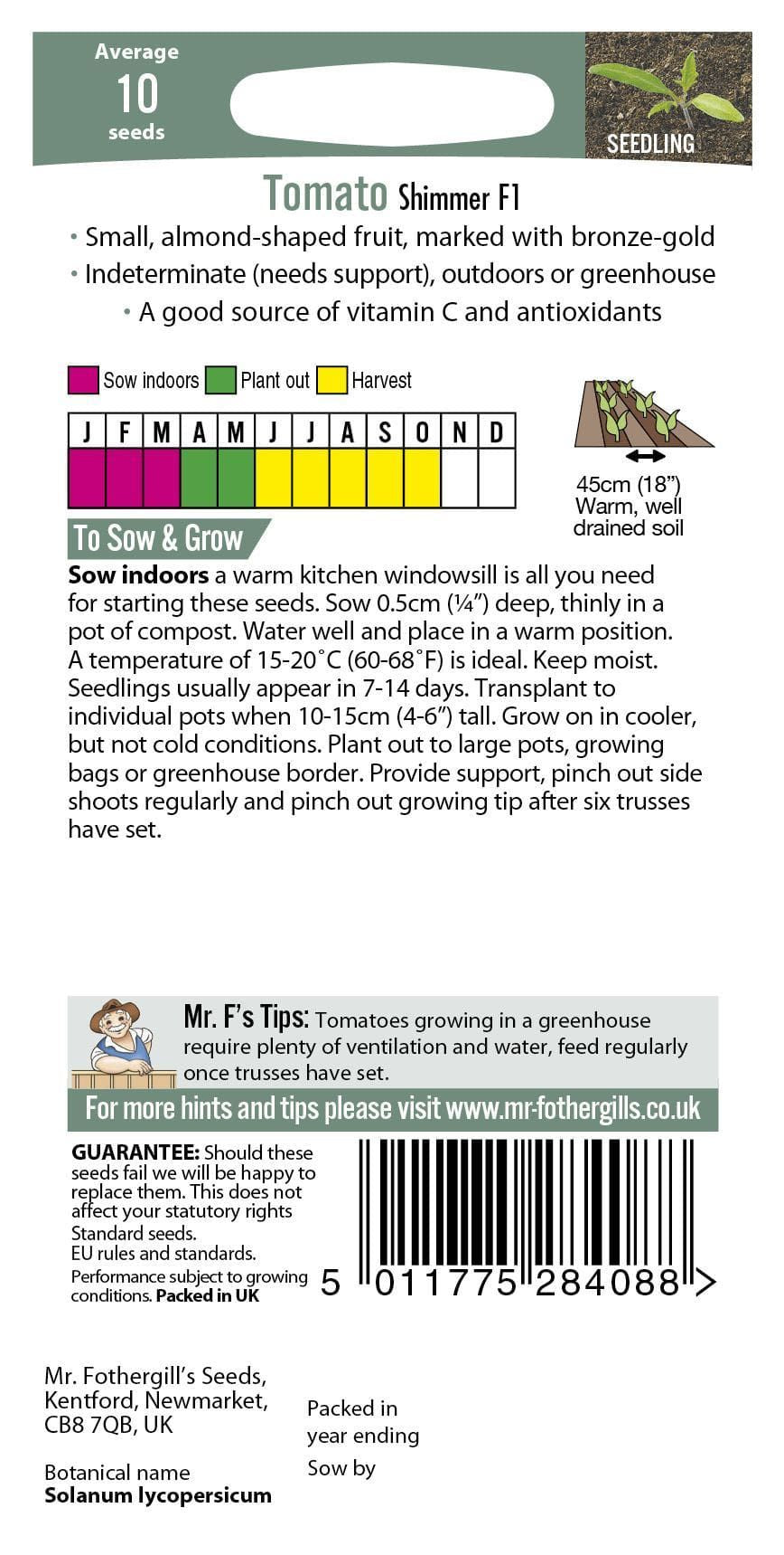 Mr Fothergills Tomato Shimmer F1 Hybrid 10 Seeds