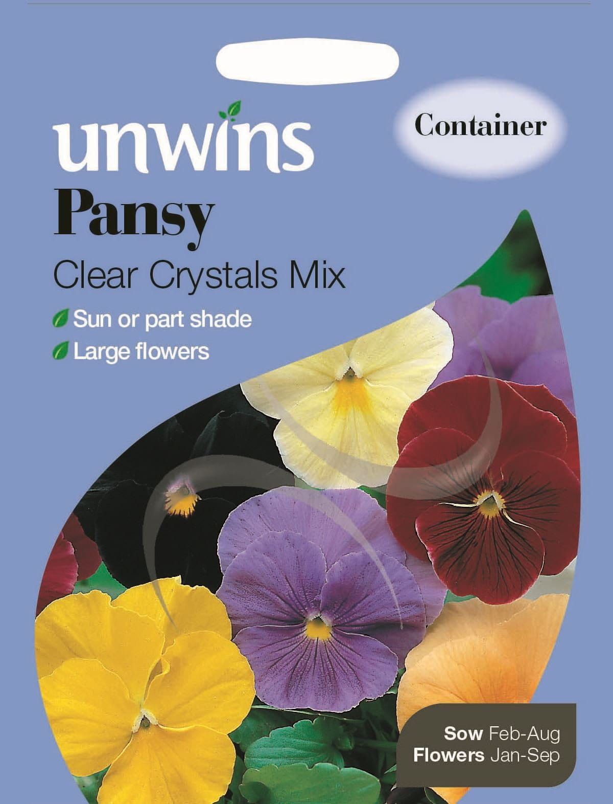 Unwins Pansy Clear Crystals Mix 120 Seeds