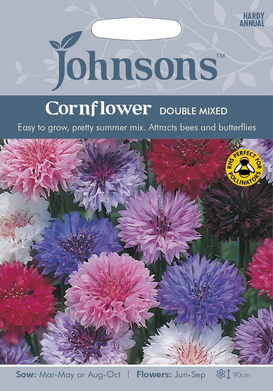 Johnsons Cornflower Double Mixed 300 Seeds