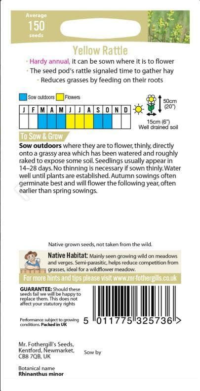 Mr Fothergills - Wild Flower - Yellow Rattle - 150 Seeds