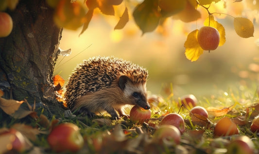 hedgehog eating apples