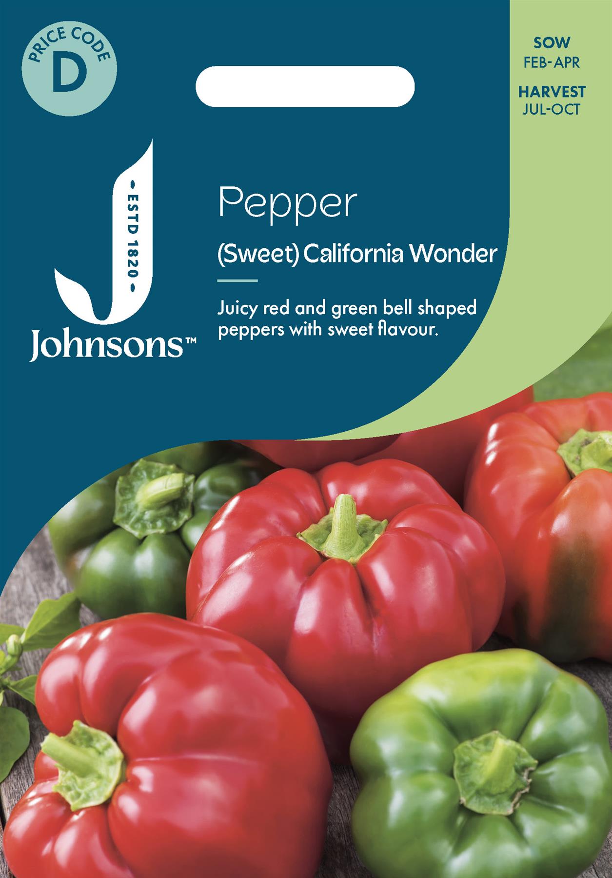 Johnsons - Pepper (sweet) California Wonder - 150 Seeds