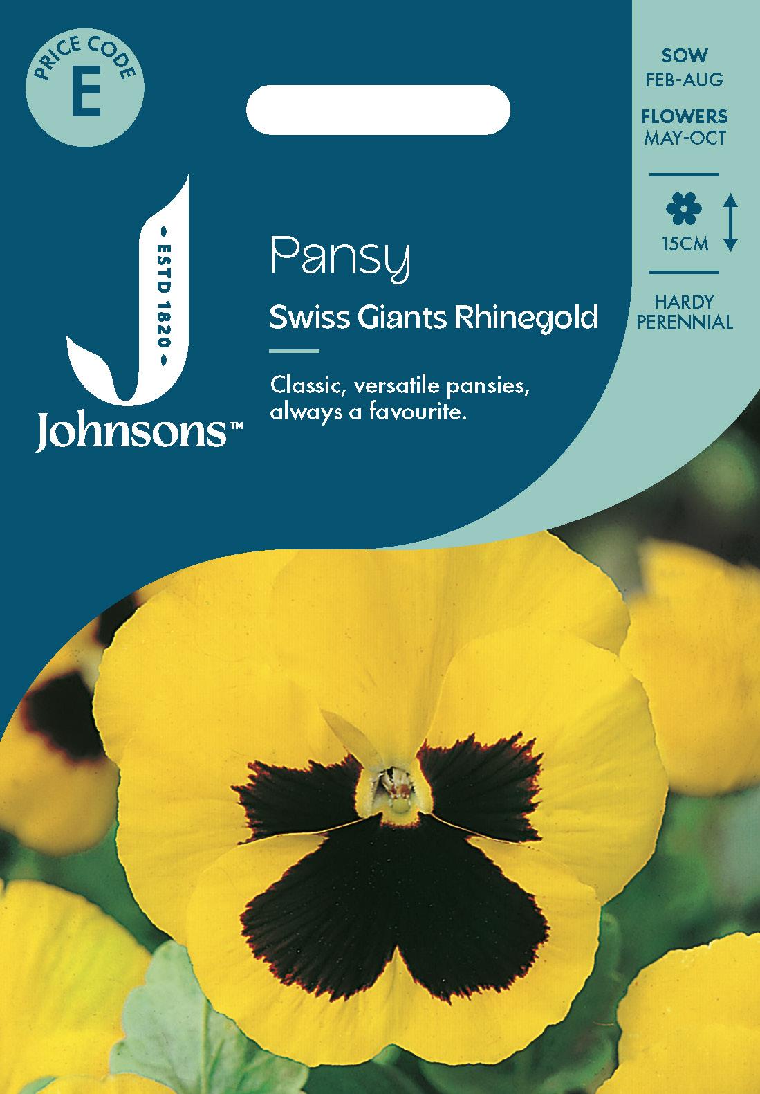 Johnsons - Pansy Swiss Giants Rhinegold - 100 Seeds