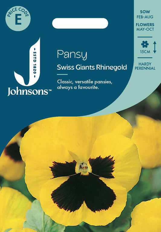 Johnsons - Pansy Swiss Giants Rhinegold - 100 Seeds