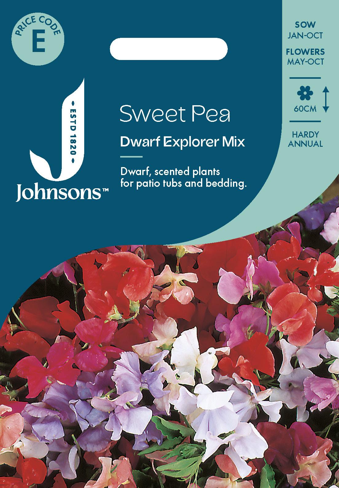 Johnsons - Sweet Pea Dwarf Explorer Mix - 25 Seeds
