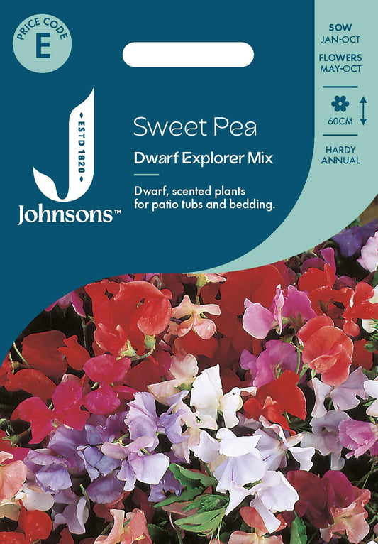 Johnsons - Sweet Pea Dwarf Explorer Mix - 25 Seeds