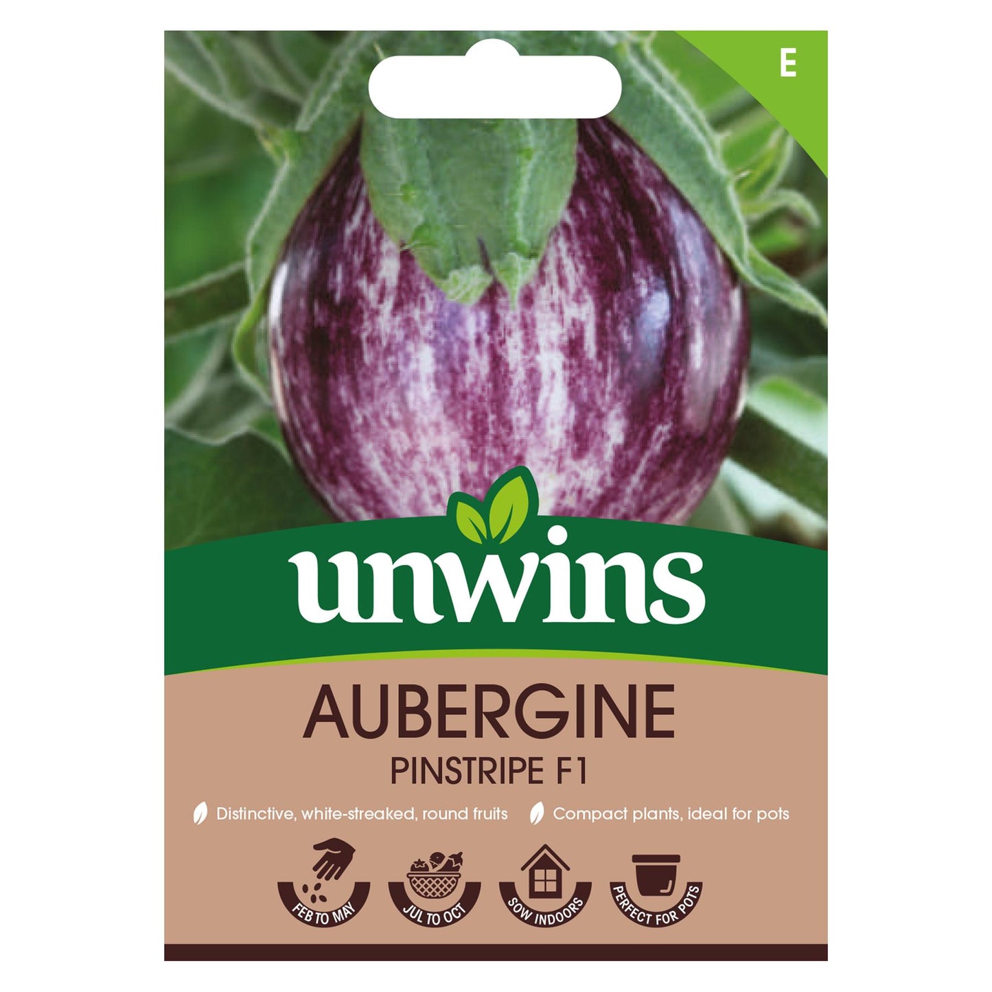 Unwins Vegetable Aubergine Pinstripe F1 Hybrid - 8 Seeds